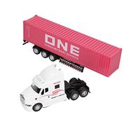 Vroomoto Modelo de Camión Contenedor Camión de Juguete Réplica Modelo Semirremolque Apariencia Real Vívida Puerta Trasera Que Se Puede Abrir Efectos Luz y Sonido (Rosa)