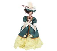 Vroomoto Muñeca en Miniatura de Porcelana a Escala 1:12 - Dama Victoriana para Casa de Muñecas - Decoración para Casa Muñecas - Cuerpo Cerámica y Tela - Vestido Verde - Cabello