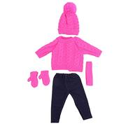 Vroomoto Ropa para Muñecas, Ropa para Muñecas bebé, Accesorios , Sombrero Muñeca Niña, Gorro Muñeca, Gorro , Fácil de Poner (Q18-788 Suéter Rojo Rosa Shafu de 43cm.)
