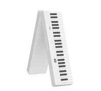 Vroomoto Teclado Eléctrico Plegable Portátil, 88 Teclas, Conectividad MIDI USB BT, Recargable con Bolsa de Soporte, Pedal para Principiantes, Práctica en Casa (Blanca)