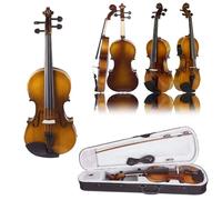 Vroomoto Violín Eléctrico 4/4 Tamaño Completo Regalo que Ofrece EQ Violín Acústico Tablero Frontal de Madera Maciza de Abeto Atardecer Barnizado con Estuche Soporte para Hombros Cuerdas