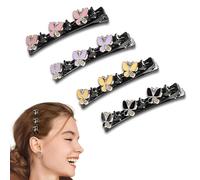 Vroxdrez 4 Horquillas para el Pelo de Five Leaf Clover 2025. Nuevas con diseño de mariposa, accesorios de cristal para mujeres y pasadores trenzados para niñas. Crea múltiples peinados.