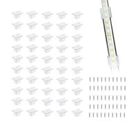 Vroxdrez 50 Clips de Tira de Luz LED a Prueba de Agua, Soportes de Montaje para Tiras de 5 a 6 mm con Tornillos Incluidos, Diseño Translúcido