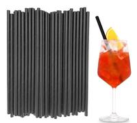 Vroxdrez Pajitas De Papel Negro 100 Unidades Para Cóctel 150 x 8mm Sin Plástico 100% Biodegradables Ecológicas Resistentes Para Fiestas y Eventos