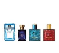 Vrsace Man 4 x 5 ml Mini Viaje Eau Parfum Set de Regalo; Fraiche, Dylan Blue, Eros Eau de Toilette, Flame Eu de Parfum