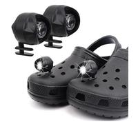 vrsquer 2 faros delanteros para Croc, luces de cocodrilo, luces de zapatos, accesorios de cocodrilo para adultos y niños, dije de cocodrilo que brilla en la oscuridad (negro)
