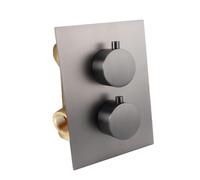 VRTYVEYBB 1 válvula de ducha termostática oculta G1/2 de 2 vías de salida de latón cromado para piezas de baño de 70 mm de profundidad, color gris
