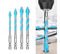 VRTYVEYBB Broca excéntrica de cuatro alas para perforación de vidrio y azulejos, 6-12 mm, 2 piezas, con vástago hexagonal de 1/4 pulgadas, para taladros manuales y eléctricos