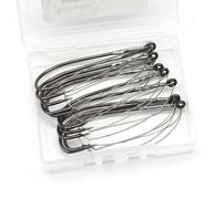 VRTYVEYBB Caja de 10 anzuelos de pesca sin malas hierbas, anzuelos de gusano único, soporte para cebo, protector bucal, gancho inferior anticolgante