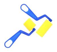 VRTYVEYBB Juego de 2 pinceles de rodillo de esponja para pintura de espuma, herramienta de manualidades para niños, 7 x 3,5 cm y 4 x 3,3 cm, amarillo/azul