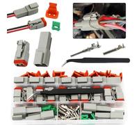 VRTYVEYBB Kit de conectores de cable automotriz, 10 juegos de 22-16 AWG, conector de 2 pines con terminales y pinzas para coche, caravana, camión, cableado de 12 V, IP68, impermeable, PA66, nailon