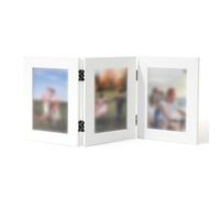 VRTYVEYBB Marco de fotos de 3 piezas con bisagras para escritorio, aspecto de madera, 7,67 x 14,5 cm, multicolor