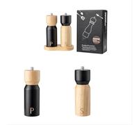 VRTYVEYBB Molinillo de pimienta manual de madera maciza, molinillo de sal marina y pimienta, A