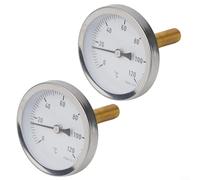 VRTYVEYBB Paquete de 2 termómetros analógicos con funda de cobre, longitud del tallo de 12 pulgadas, esfera de 63 mm, medidor de temperatura bimetálico para medición de caldera y sistema de