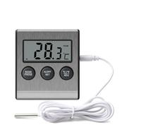 VRTYVEYBB Termómetro digital para frigorífico con pantalla LCD, memoria máx/min y alarma audible, para frigoríficos y espacios interiores, sonda de acero inoxidable, -50 a 70 °C