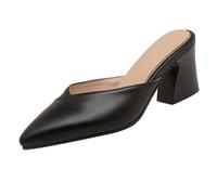 Vrupons Slip-On Mules | tacón de bloque de 6,5 cm y punta puntiaguda | Para mujeres en la oficina, fines de semana y pies anchos, Negro , 52 EU