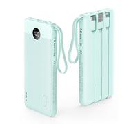VRURC Batería externa 10000mAh Power Bank USB C Ultra Slim Cargador portátil Cargador externo cable integrado con pantalla LED y 5 salidas 2 entradas para teléfono (Verde)
