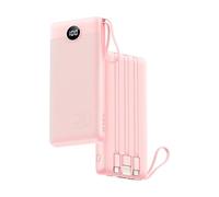 VRURC - Batería Externa (20000 mAh, USB C, 20 W, con Cables y Pantalla LED, batería portátil, 4 Salidas, Compatible con iPhone, Huawei, Samsung Teléfono Tablet (Rosa)