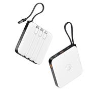 VRURC - Batería Externa de 20000 mAh con 4 Cables incorporados Mini Power Bank USB C 22,5 W Carga rápida Batería portátil con Pantalla LED para iPhone Huawei Xiaomi (Blanco)
