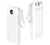 VRURC Power Bank 10000mAh Batería Externa con 4 Cables de Carga Integrados UCB C Cargador Movil Portátil Pantalla Digital LED con 4 Salidas y 2 entradas Compatible con Huawei y Smartphone