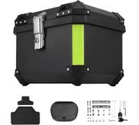 VrykkTool Top Case Motocicleta, 57L aleación de aluminio, maletero de moto, sólido e impermeable, maleta para casco con cerradura de seguridad, respaldo y fondo, maleta de viaje para almacenamiento de