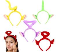 VRYNDH 4 Piezas Diademas Lindas de Teletubbies Animadas - De Felpa Suave, con Detalles 3D y Horquillas,Ideal para Lavarse la Cara,Accesorios para el Cabello para Niñas, Fue un buen regalo para él