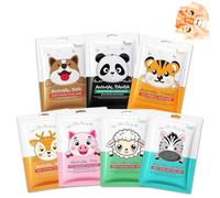VRYNDH 7 Piezas Mascarilla Hidratante Facial,Skincare niñas,Mascarilla Facial Niña,Skincare Infantil,Face Mask Viene con Lindos Estampados De Animales para Todo Tipo De Piel