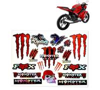 VRYNDH Pegatina Moto - Efecto Láser Reflectante, Vinilo Impermeable, para Moto, Casco y Coche, Despegable sin Residuos, Rojo