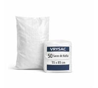 VRYSAC Sacos de rafia para envasado y obra, 55 x 85 cm, blanco, pack 50 unidades, PP tejido con fondo de doble costura, para pimentón, piensos, legumbres y escombros