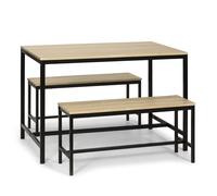 VS Venta-Stock Conjunto Mesa y 2 Bancos Lisboa, Comedor o Cocina, Mesa 110 x 70 x 75 cm, Estructura metálica