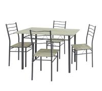 VS Venta-Stock Conjunto Mesa y 4 sillas Comedor Lima, Mesa 110 x 70 x 76 cm, Estructura metálica