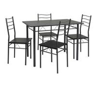 VS Venta-stock Conjunto Mesa y 4 sillas Comedor Lima Negro/Gris, Mesa 110 x 70 x 76 cm, Estructura metálica