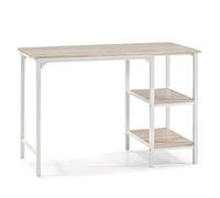 VS Venta-stock Mesa de Escritorio Colón Blanco, Mesa de Ordenador, 2 estantes, Estilo Industrial, 110 (Largo) x 55 (Profundo) x 76 (Altura) cm