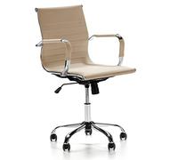 VS Venta-stock Sillón de Oficina Croma reclinable Taupe, Piel sintética, Silla ejecutiva con reposabrazos y conjín engrosados, Altura Ajustable, Diseño ergonómico