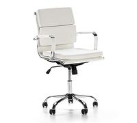 VS Venta-stock Sillón de Oficina Fenix reclinable Blanco, Piel sintética, Silla ejecutiva con conjín engrosados, Altura Ajustable, Diseño ergonómico