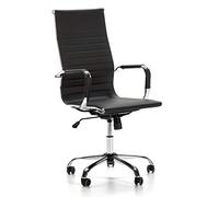 VS Venta-stock Sillón de Oficina Londres reclinable Negro, Piel sintética, Silla ejecutiva con reposacabezas y conjín engrosados, Altura Ajustable, Diseño ergonómico