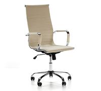 VS Venta-stock Sillón de Oficina Londres reclinable Taupe, Piel sintética, Silla ejecutiva con reposacabezas y conjín engrosados, Altura Ajustable, Diseño ergonómico