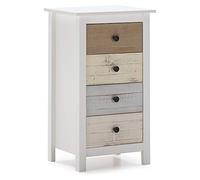 VS Venta-stock Sinfonier de Noche de 4 cajones en Blanco y cajones Multicolor