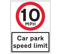VSafety 10 MPH Car Park Speed Limit - 600 x 800 mm, compuesto de aluminio de 3 mm con revestimiento antigraffiti y señal de seguridad de canal de fijación