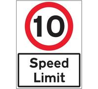 VSafety 10 MPH Speed Limit - 600 x 800 mm Clase RA1 Reflectante 3 mm compuesto de aluminio con revestimiento anti-graffiti y canal de fijación señal de seguridad