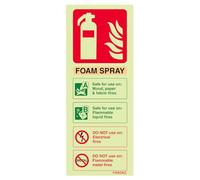 vsafety 11003 ac-g señal de extintor ID de spray de espuma, no apta para uso eléctrico, brilla en la oscuridad), 1 mm, de plástico, Vertical, 75 mm x 200 mm, color beige/negro/verde/rojo
