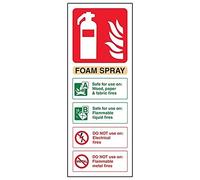 vsafety 11003 AC-R señal de extintor, espuma spray no ID, plástico rígido, vertical, 75 mm x 200 mm, color beige/negro/verde/rojo