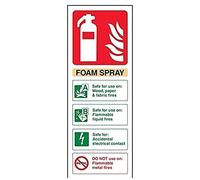 vsafety 11012 ac-s señal de extintor ID de spray de espuma, apta para uso eléctrico, autoadhesivo, vertical, 75 mm x 200 mm, color beige/negro/verde/rojo