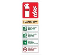 vsafety 11012 aj-r señal de extintor ID de spray de espuma, apta para uso eléctrico, plástico rígido, vertical, 100 mm x 280 mm, color beige/negro/verde/rojo