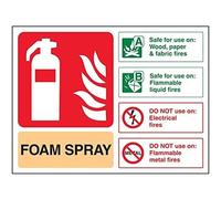 vsafety 11015 ar-r señal de extintor ID de spray de espuma, no para el uso en incendios, plástico rígido, paisaje, 200 mm x 150 mm, color beige/negro/verde/rojo