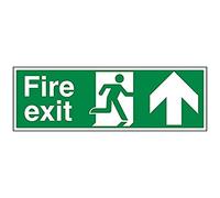 vsafety 14001bp-r signo de salidas de incendios, FIRE Exit Flecha hacia arriba, plástico rígido, paisaje, 600 mm x 200 mm), color verde