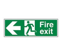 Vsafety 14003bp-r signo de salidas de incendios, FIRE Exit Flecha Izquierda, plástico rígido, paisaje, 600 mm x 200 mm), color verde