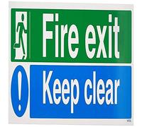 Vsafety 14012bj-r de salida de incendios/Keep Clear Fire Exit Sign, 1 mm plástico rígido, paisaje, 450 mm x 150 mm