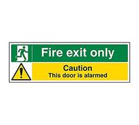 VSafety 14013BJ-S'Fire Exit Only/Door Alarmed' Señal de paisaje, 450 mm x 150 mm (paquete de 3)