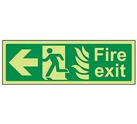 vsafety 14022bj-g Fire Exit Sign, NHS Fire Exit flecha izquierda, plástico, paisaje, 450 mm x 150 mm), color verde